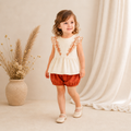Ensemble Duo Bohème – Top à Broderies & Bloomers Terracotta