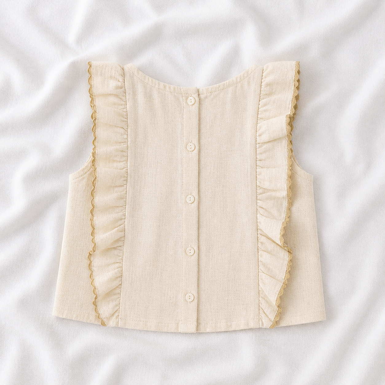Ensemble Bohème en Lin – Top à Volants &amp; Pantalon Large Brodé