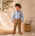 "Petit Lord" Ensemble de cérémonie bleu ciel et beige avec bretelles