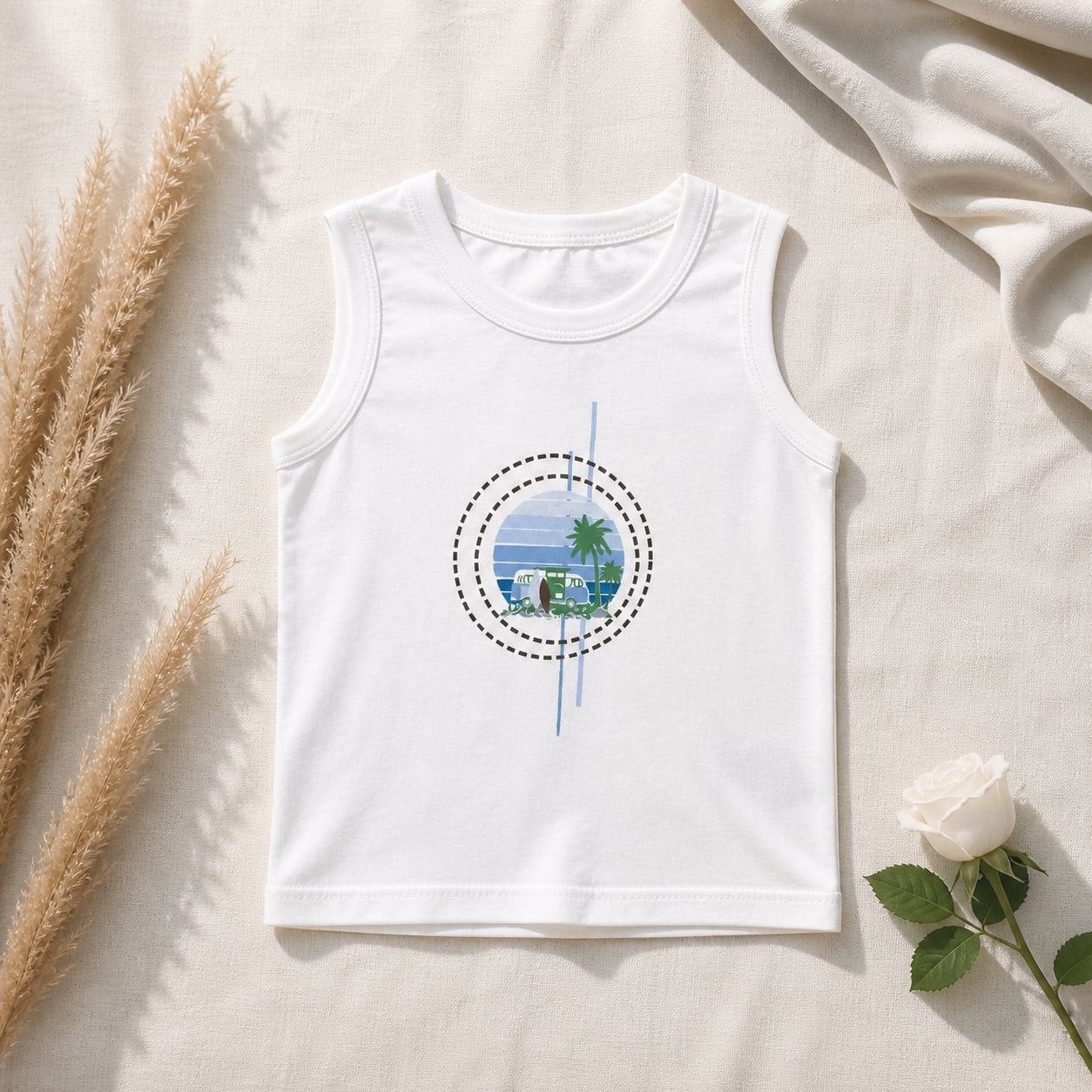 "Tropical Adventure" Ensemble d’Été 3 Pièces, Chemise, T-shirt & Short